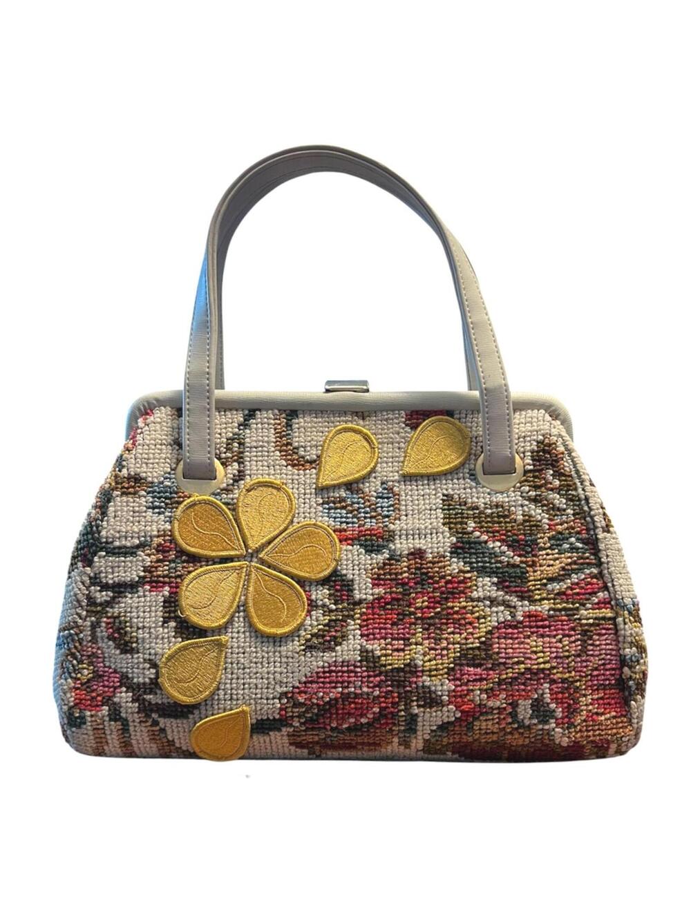 Vintage JR Julius Resnick Tapestry Bag Grandmacore Coquette Cottagecore Kisslock